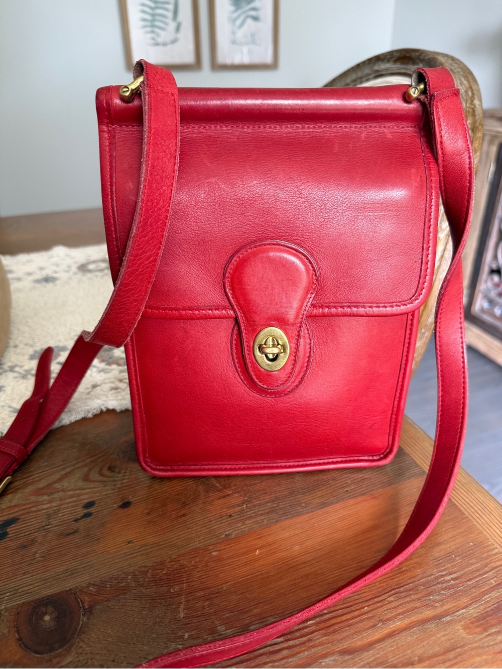Vintage Coach Murphy Red Leather Crossbody Shoulder Bag